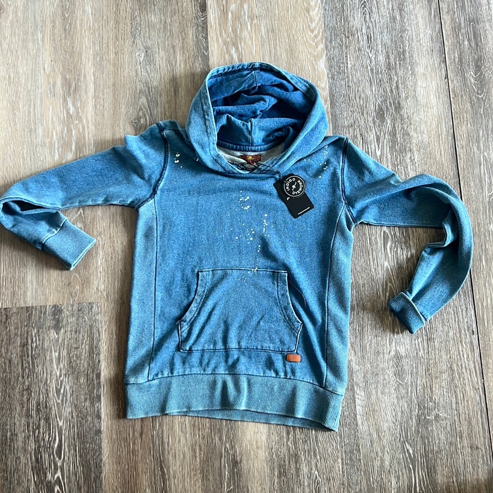 Boys cotton denim sweatshirt with hood size Medium 8/10